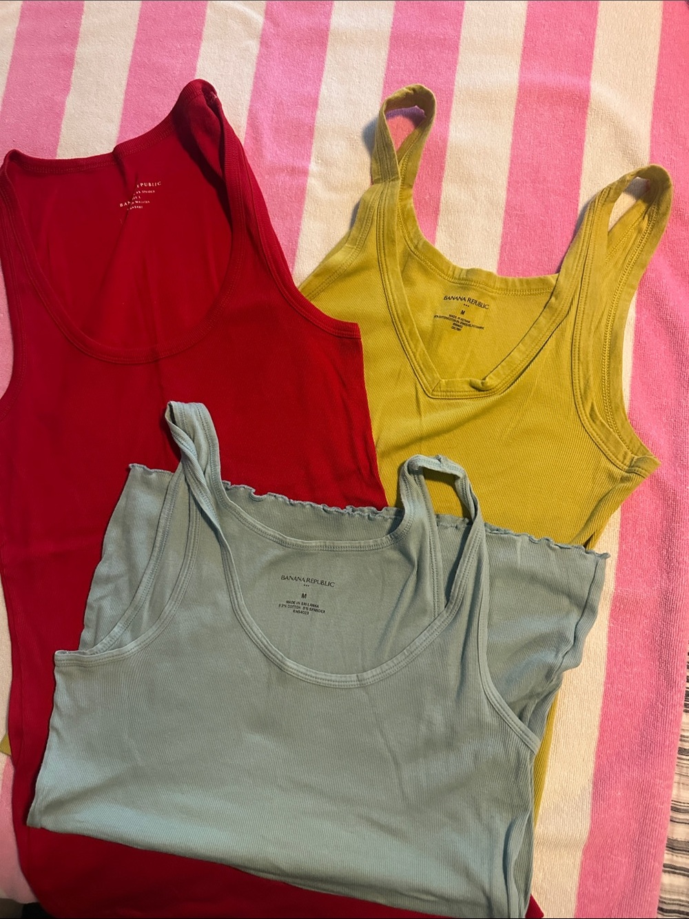 Banana Republic Women’s Tank Tops in Red, Yellow, Light Blue